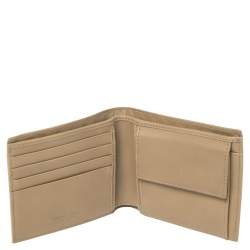 Pre Owned Bottega Veneta Beige Intrecciato Leather Bifold Wallet