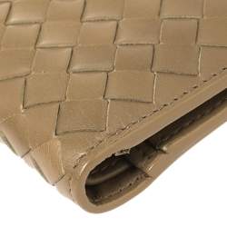 Pre Owned Bottega Veneta Beige Intrecciato Leather Bifold Wallet