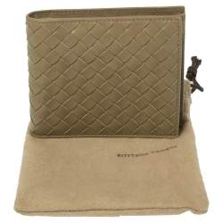 Pre Owned Bottega Veneta Beige Intrecciato Leather Bifold Wallet