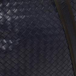 Pre Owned Bottega Veneta Blue Intrecciato Leather Messenger Bag