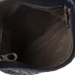 Pre Owned Bottega Veneta Blue Intrecciato Leather Messenger Bag