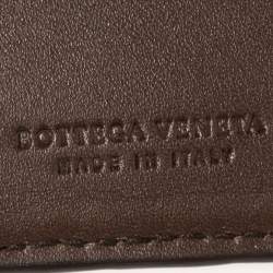 Pre Owned Bottega Veneta Brown Intrecciato Leather Money Clip Bifold Wallet