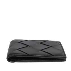 Pre Owned Bottega Venetta Black Maxi Intrecciato Leather Bifold Wallet