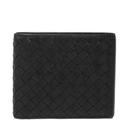 Pre Owned Bottega Veneta Black Intrecciato Leather Bifold Wallet