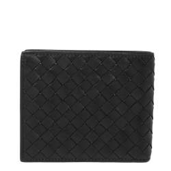 Pre Owned Bottega Veneta Black Intrecciato Leather Bifold Wallet