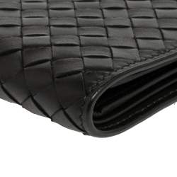 Pre Owned Bottega Veneta Black Intrecciato Leather Bifold Wallet