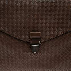 Pre Owned Bottega Veneta Brown Intrecciato Leather Briefcase