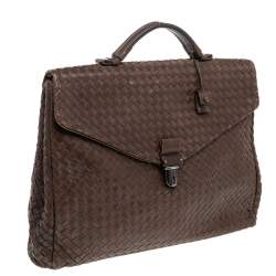 Pre Owned Bottega Veneta Brown Intrecciato Leather Briefcase