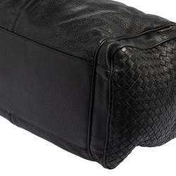 Bottega Veneta Black Intrecciato Leather Duffle Bag