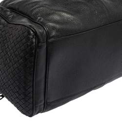 Bottega Veneta Black Intrecciato Leather Duffle Bag