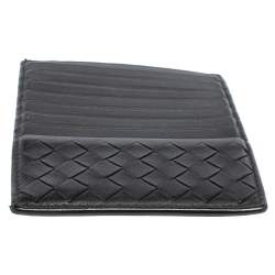 Pre Owned Bottega Veneta Black Intrecciato Leather Card Holder