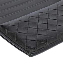 Pre Owned Bottega Veneta Black Intrecciato Leather Card Holder