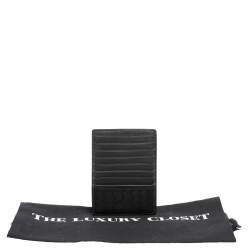 Pre Owned Bottega Veneta Black Intrecciato Leather Card Holder