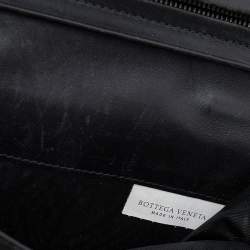 Pre Owned Bottega Veneta Black Intrecciato Leather Zip Around Wallet