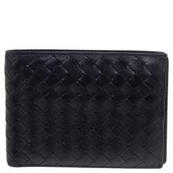 Pre Owned Bottega Veneta Black Intrecciato Leather Bifold Wallet