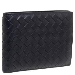 Pre Owned Bottega Veneta Black Intrecciato Leather Bifold Wallet