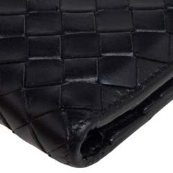Pre Owned Bottega Veneta Black Intrecciato Leather Bifold Wallet