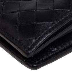 Pre Owned Bottega Veneta Black Intrecciato Leather Bifold Wallet