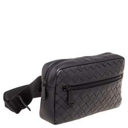 Bottega Veneta Black Intrecciato Leather Belt Bag 