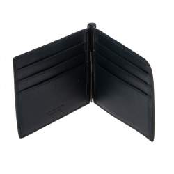 Pre Owned Bottega Veneta Navy Blue Intrecciato Leather Money Clip Bifold Wallet