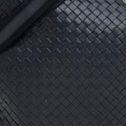 Pre Owned Bottega Veneta Black Intrecciato Leather Messenger Bag