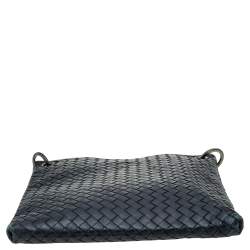 Pre Owned Bottega Veneta Black Intrecciato Leather Messenger Bag