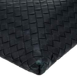 Pre Owned Bottega Veneta Black Intrecciato Leather Messenger Bag