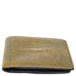 Pre Owned Bottega Veneta Yellow Stingray Bifold Wallet
