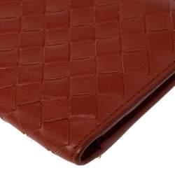 Pre Owned Bottega Veneta Brown Intrecciato Leather Card Holder