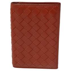 Pre Owned Bottega Veneta Brown Intrecciato Leather Card Holder