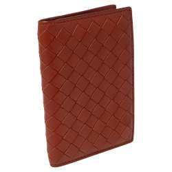 Pre Owned Bottega Veneta Brown Intrecciato Leather Card Holder
