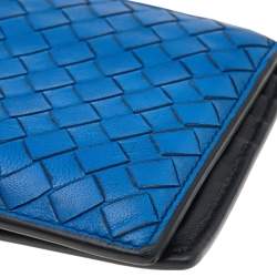 Pre Owned Bottega Veneta Blue Intrecciato Leather Bifold Wallet