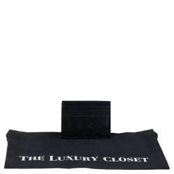 Pre Owned Bottega Veneta Black Intrecciato Leather Card Holder