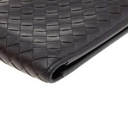 Pre Owned Bottega Veneta Brown Intrecciato Leather Bifold Wallet