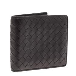 Pre Owned Bottega Veneta Brown Intrecciato Leather Bifold Wallet