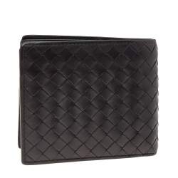 Pre Owned Bottega Veneta Brown Intrecciato Leather Bifold Wallet