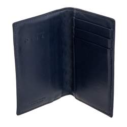 Pre Owned Bottega Veneta Navy Blue Intrecciato Leather Card Holder