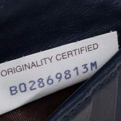 Pre Owned Bottega Veneta Navy Blue Intrecciato Leather Card Holder