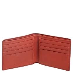 Pre Owned Bottega Veneta Orange Intrecciato Leather Bifold Wallet