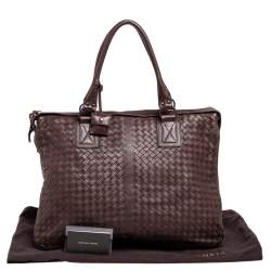 Bottega Veneta Dark Brown Intrecciato Leather Double Compartment Briefcase
