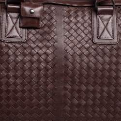 Bottega Veneta Dark Brown Intrecciato Leather Double Compartment Briefcase