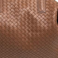 Pre Owned Bottega Veneta Brown Intrecciato Leather Weekender Bag