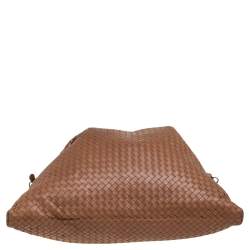 Pre Owned Bottega Veneta Brown Intrecciato Leather Weekender Bag