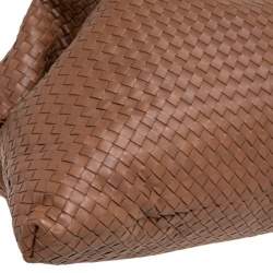Pre Owned Bottega Veneta Brown Intrecciato Leather Weekender Bag