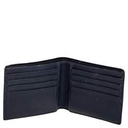 Pre Owned Bottega Veneta Dark Blue Intrecciato Leather Bifold Wallet