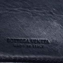 Pre Owned Bottega Veneta Dark Blue Intrecciato Leather Bifold Wallet