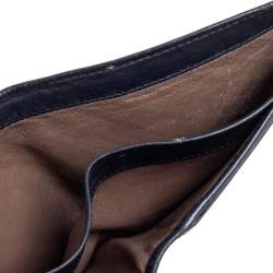 Pre Owned Bottega Veneta Dark Blue Intrecciato Leather Bifold Wallet