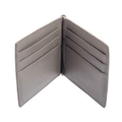 Pre Owned Bottega Veneta Grey Intrecciato Leather Bill Clip Wallet