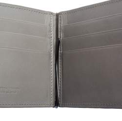 Pre Owned Bottega Veneta Grey Intrecciato Leather Bill Clip Wallet