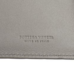 Pre Owned Bottega Veneta Grey Intrecciato Leather Bill Clip Wallet